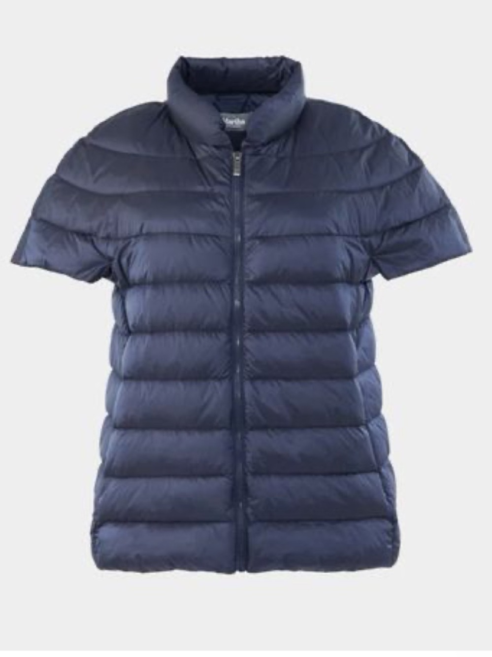 BNWT Martha Stewart navy blue short sleeve zip front down vest women’s sz xs